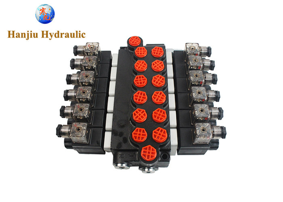 12V DC Solenoid Controlled Hydraulic Valve P40 Series 6 Bank Open Center For Crane, China Factory, OEM