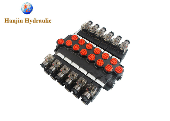 12V DC Solenoid Controlled Hydraulic Valve P40 Series 6 Bank Open Center For Crane, China Factory, OEM