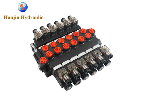 12V DC Solenoid Controlled Hydraulic Valve P40 Series 6 Bank Open Center For Crane, China Factory, OEM