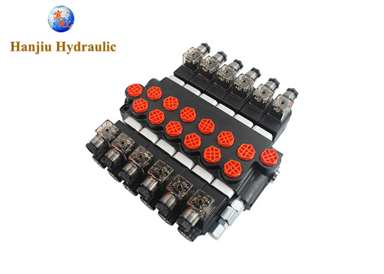 12V DC Solenoid Controlled Hydraulic Valve P40 Series 6 Bank Open Center For Crane, China Factory, OEM