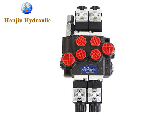 40 Liter Monoblock Solenoid Valve 2P40 Two Spools G 3/8" Open Center Spool Solenoid 12V 24V